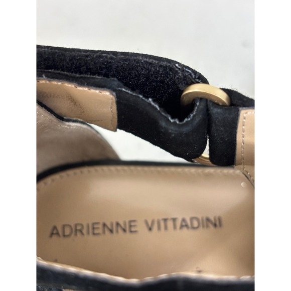 Adrienne Vittadini‎ Black Suede Open Toe Wedge Booties Ankle Boots Women Size 10 - Picture 7 of 8